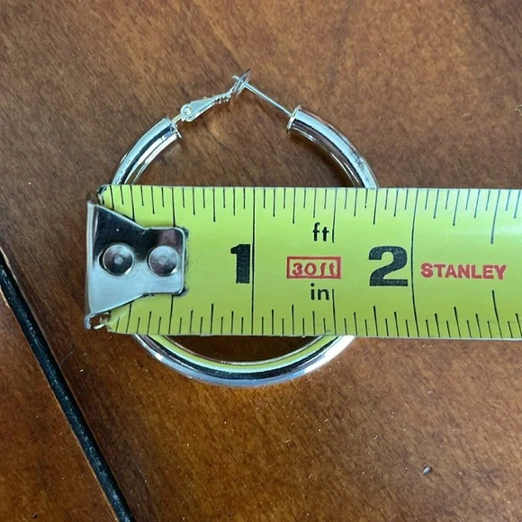 COPY - 925 Sterling Silver Hoop Earrings Large Silver Hoops Chunky Earrings - Picture 6 of 6